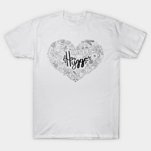 Hygge Heart - Black Line Art T-Shirt